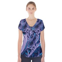 Abstract Trims Short Sleeve Front Detail Top
