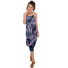 Abstract Trims Waist Tie Cover Up Chiffon Dress