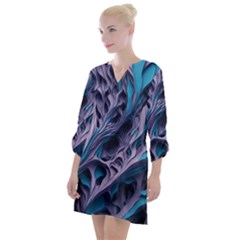 Abstract Trims Open Neck Shift Dress