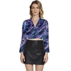 Abstract Trims Long Sleeve Tie Back Satin Wrap Top