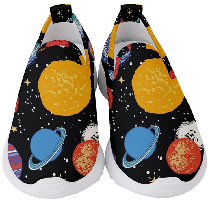 Circle Illustration Space Art Cute Pattern Kids  Slip On Sneakers