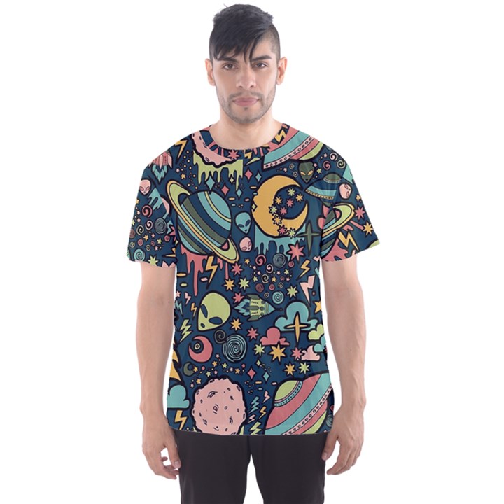 Alien Ocket Space Aesthetic Pattern Men s Sport Mesh T-Shirt