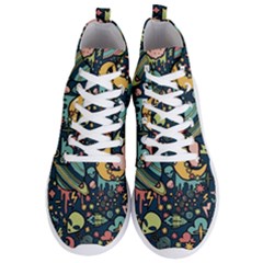 Alien Ocket Space Aesthetic Pattern Men s Lightweight High Top Sneakers by pakminggu