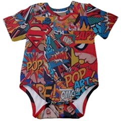 Comic Cartoon Pattern Baby Short Sleeve Bodysuit by pakminggu