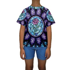 Cathedral Rosette Stained Glass Beauty And The Beast Kids  Short Sleeve Swimwear