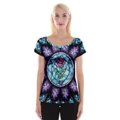 Cathedral Rosette Stained Glass Beauty And The Beast Cap Sleeve Top by Cowasu