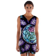 Cathedral Rosette Stained Glass Beauty And The Beast Wrap Front Bodycon Dress by Cowasu