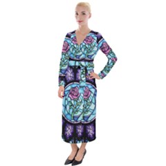 Cathedral Rosette Stained Glass Beauty And The Beast Velvet Maxi Wrap Dress by Cowasu