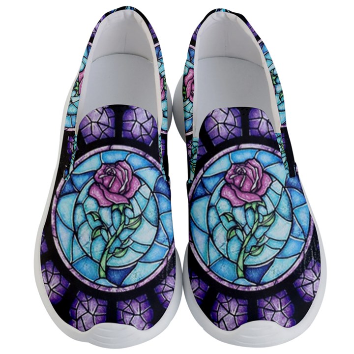 Cathedral Rosette Stained Glass Beauty And The Beast Men s Lightweight Slip Ons