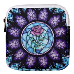 Cathedral Rosette Stained Glass Beauty And The Beast Mini Square Pouch by Cowasu