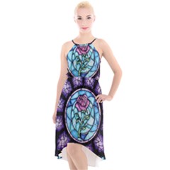 Cathedral Rosette Stained Glass Beauty And The Beast High-low Halter Chiffon Dress  by Cowasu