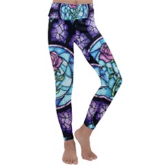 Cathedral Rosette Stained Glass Beauty And The Beast Kids  Lightweight Velour Classic Yoga Leggings