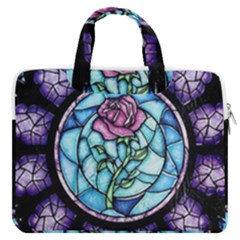 Cathedral Rosette Stained Glass Beauty And The Beast Macbook Pro 13  Double Pocket Laptop Bag by Cowasu
