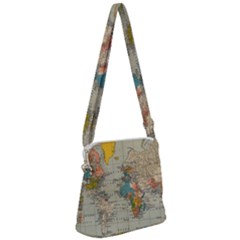 Vintage World Map Zipper Messenger Bag by Cowasu