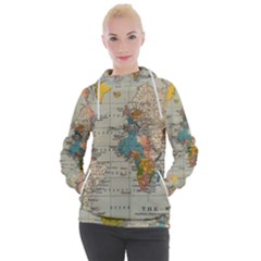 Vintage World Map Women s Hooded Pullover by Cowasu