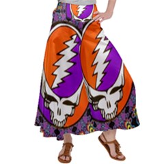 Gratefuldead Grateful Dead Pattern Women s Satin Palazzo Pants by Cowasu