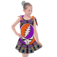 Gratefuldead Grateful Dead Pattern Kids  Tie Up Tunic Dress by Cowasu