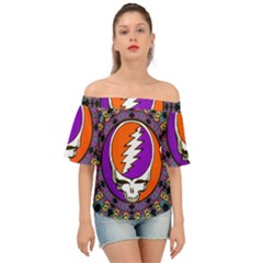 Gratefuldead Grateful Dead Pattern Off Shoulder Short Sleeve Top by Cowasu