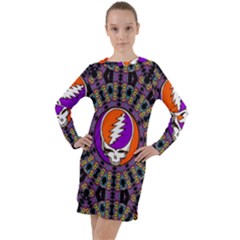 Gratefuldead Grateful Dead Pattern Long Sleeve Hoodie Dress by Cowasu