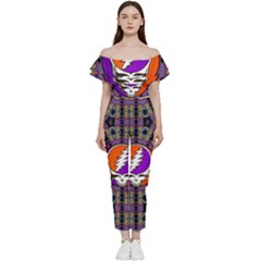 Gratefuldead Grateful Dead Pattern Bardot Ruffle Jumpsuit by Cowasu