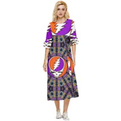 Gratefuldead Grateful Dead Pattern Double Cuff Midi Dress by Cowasu