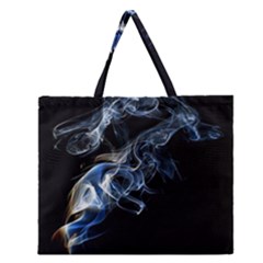 Smoke-flame-dynamic-wave-motion Zipper Large Tote Bag by Cowasu