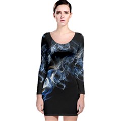 Smoke-flame-dynamic-wave-motion Long Sleeve Velvet Bodycon Dress by Cowasu