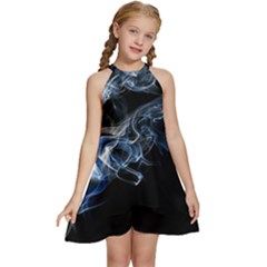 Smoke-flame-dynamic-wave-motion Kids  Halter Collar Waist Tie Chiffon Dress by Cowasu