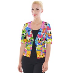 Illustration Cartoon Character Animal Cute Cropped Button Cardigan