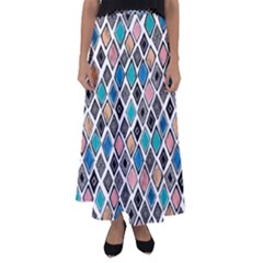 Diamond Shapes Pattern Flared Maxi Skirt by Cowasu