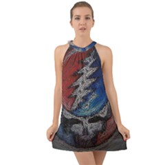 Grateful Dead Logo Halter Tie Back Chiffon Dress by Cowasu