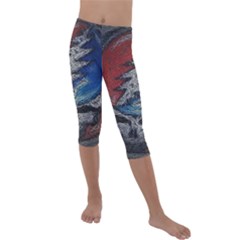 Grateful Dead Logo Kids  Lightweight Velour Capri Leggings 