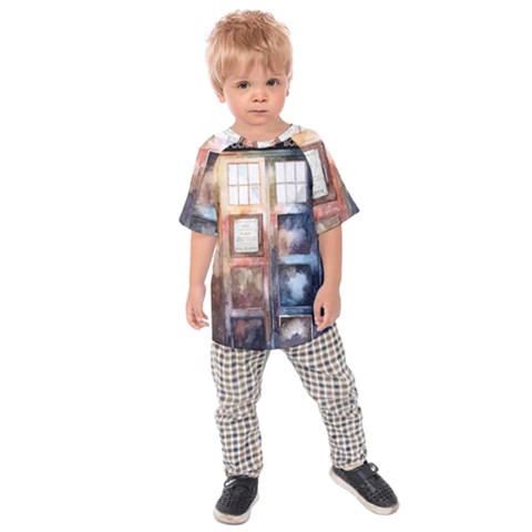 Tardis Doctor Who Transparent Kids  Raglan T-shirt by Cowasu