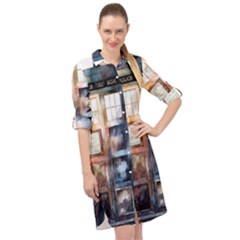 Tardis Doctor Who Transparent Long Sleeve Mini Shirt Dress by Cowasu