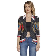 The Grateful Dead Women s 3/4 Sleeve Ruffle Edge Open Front Jacket by Cowasu