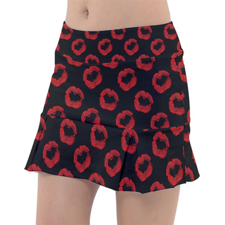 Red glitter kiss Classic Tennis Skirt