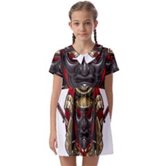 Samurai Katana Warrior Kids  Asymmetric Collar Dress by Cowasu