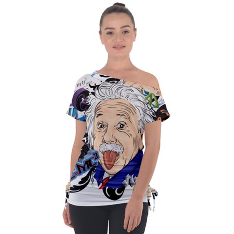 Albert Einstein Physicist Off Shoulder Tie-up T-shirt by Cowasu