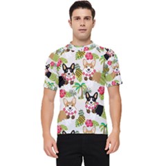 Corgis Hula Pattern Men s Short Sleeve Rash Guard by Cowasu