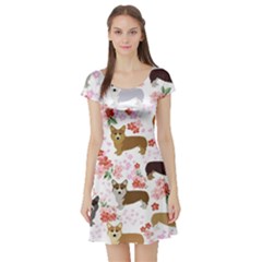 Corgis Corgi Pattern Short Sleeve Skater Dress by Cowasu