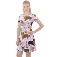 Corgis Corgi Pattern Cap Sleeve Velour Dress  by Cowasu