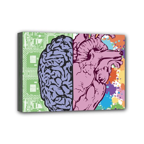 Brain-heart-balance-emotion Mini Canvas 7  X 5  (stretched) by Cowasu