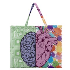 Brain-heart-balance-emotion Zipper Large Tote Bag by Cowasu