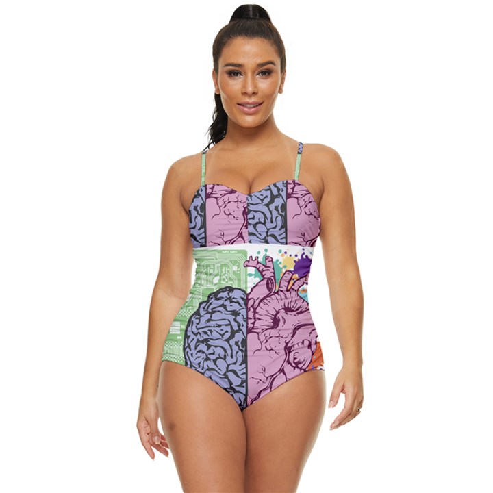 Brain-heart-balance-emotion Retro Full Coverage Swimsuit