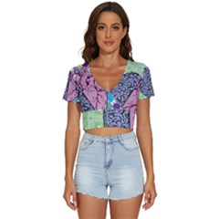 Brain-heart-balance-emotion V-neck Crop Top by Cowasu