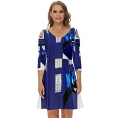 Tardis-doctor-who Shoulder Cut Out Zip Up Dress