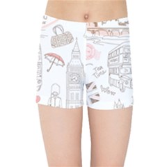 London-paris-drawing-vector-london-comics Kids  Sports Shorts by Cowasu