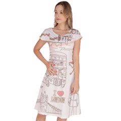 London-paris-drawing-vector-london-comics Classic Short Sleeve Dress