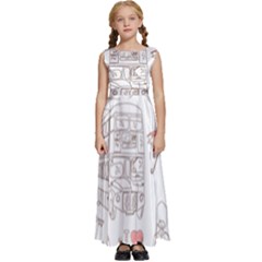 London-paris-drawing-vector-london-comics Kids  Satin Sleeveless Maxi Dress by Cowasu