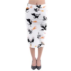 Dragon-phoenix-fire-bird-ancient Midi Pencil Skirt by Cowasu